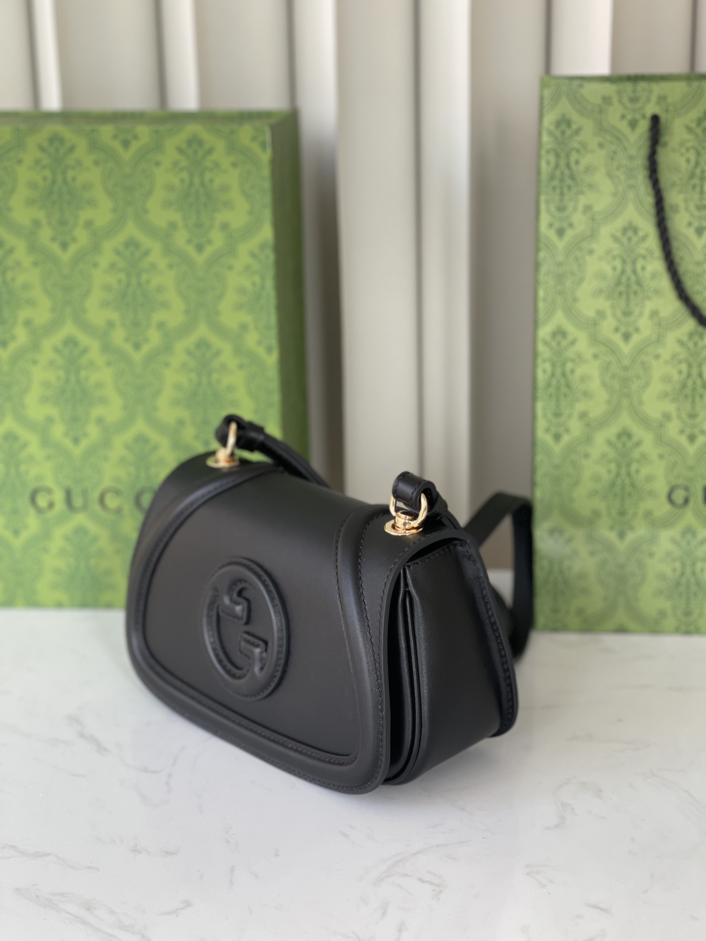 Gucci Blondie collection Mini backpack black glossy leather